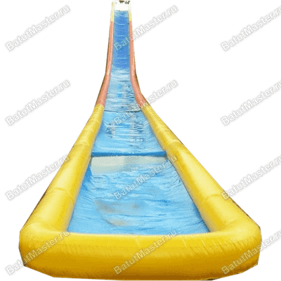 Водная горка с надувным дном, герметичная ТУРБО "Капля", длина 80 метров