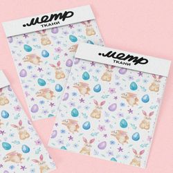 Ткань габардин пасхальные зайцы