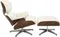 Кресло с оттоманкой Eames Lounge, Premium U.S. version, кремовая кожа, орех