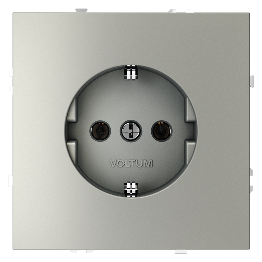 Розетка встраиваемая VOLTUM S70 с заземлением 16А, (сталь)