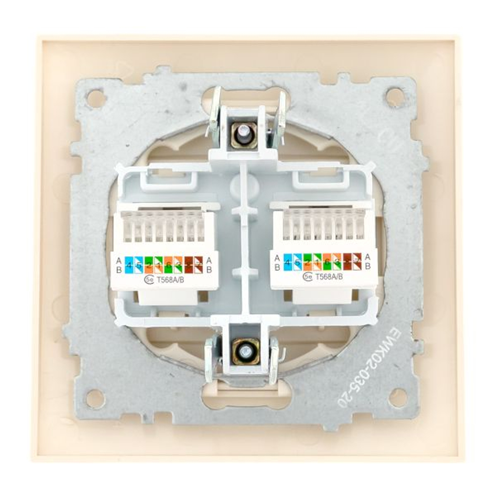 Валенсия розетка компьютерная RJ-45 2-местная кремовая EKF