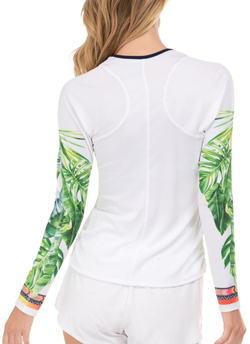 Женская теннисная футболка (dł. Рукава) Lucky in Love Palm Island Long Sleeve - white