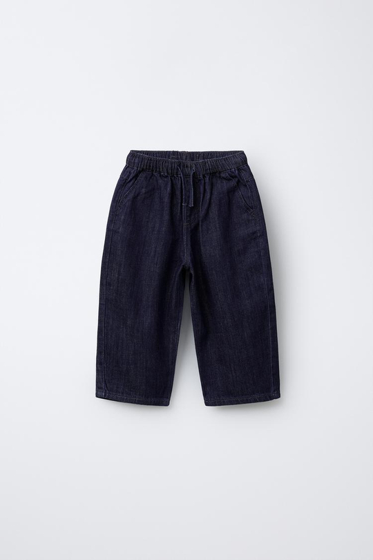 ZARA БРЮКИ С ЭЛАСТИЧНЫМ ПОЯСОМ, СИНИЙ