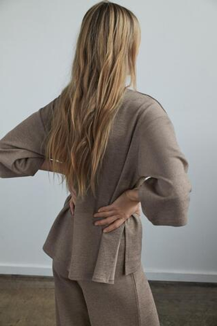 ZARA ФУТБОЛКА ПОЛО С ВОРОТНИКОМ-СТОЙКОЙ, СВЕТЛО-КОРИЧНЕВЫЙ