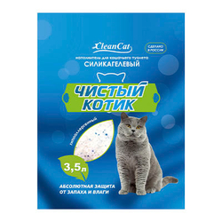 Чистый Котик наполнитель силикагель Синий, 3,5л