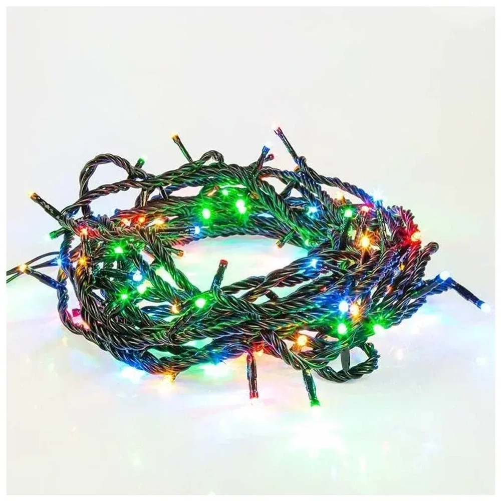 Электрогирлянда внешняя Нить 20м 200LED, мультиколор, 8 режимов, с коннектором, темно-зеленый кабель