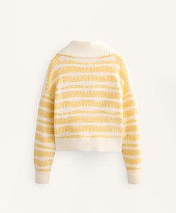 Oysho Вязаный жакет в полоску с жаккардовым узором, желтый