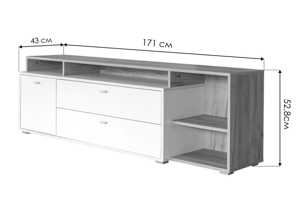 ТВ-тумба Бэль 10.92 белый премиум / дуб золотой craft