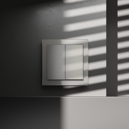 Перекрестный переключатель встраиваемый VOLTUM S70 двухклавишный 10А, (шелк)