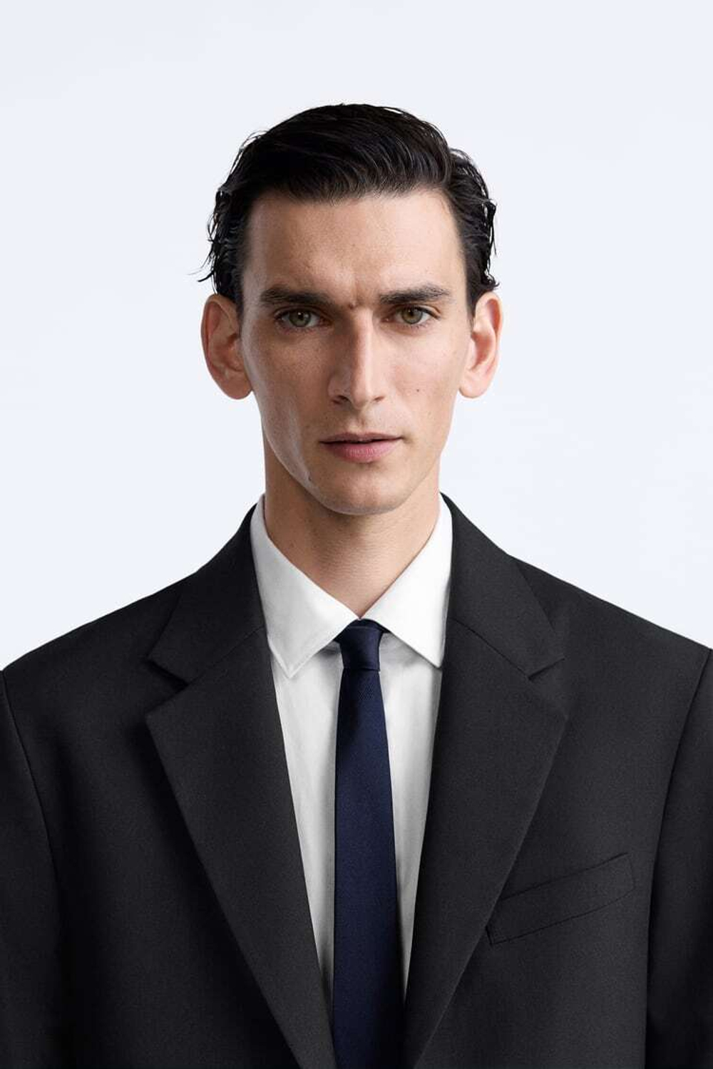 ZARA ШИРОКИЙ ГАЛСТУК ИЗ 100% ШЕЛКА, МОРСКОЙ СИНИЙ