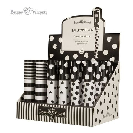Ручка шар. BV "DreamWrite. Black&White" синяя,  0,7мм, 3 вида**