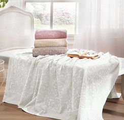 Покрывало простынь махровая ELIPS кремовый TIVOLYO HOME Турция