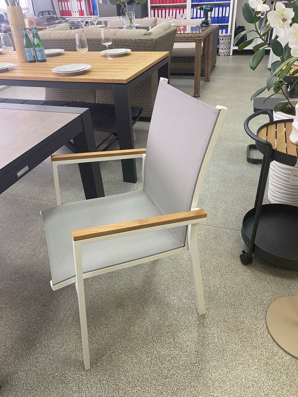 Sater, стул белый/серый, алюминий/текстилен