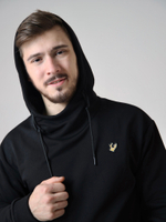 Худи черное Город Горький мужское с нашивкой желтый олень