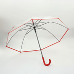 Зонт - трость полуавтоматический «Стиль», 8 спиц, р=51/58 см, д=102 см, прозрачный, красный