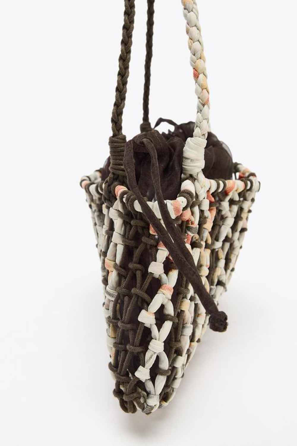 ZARA МИНИ-СУМКА ПЛЕТЕНАЯ, ШОКОЛАДНЫЙ