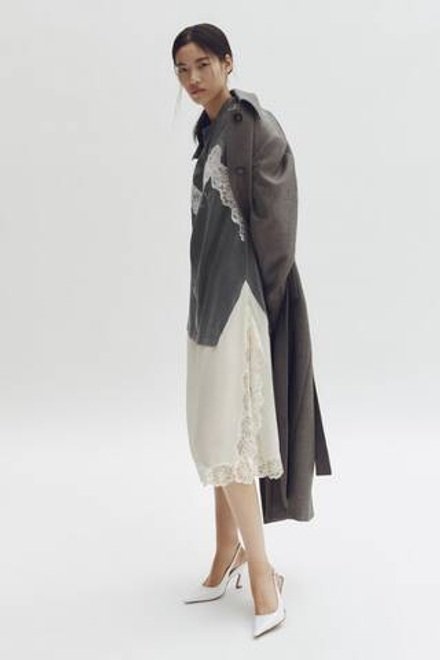 H&M - Stella McCartney Платье-футболка с кружевной отделкой, темно-серый