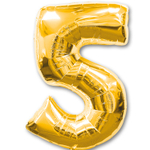 Шар фольгированный Цифра 5 85 см (Золотой)