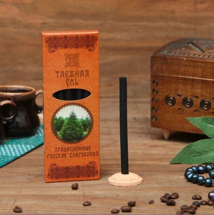 Набор традиционных русских благовоний "Таежная ель", 7шт + подставка