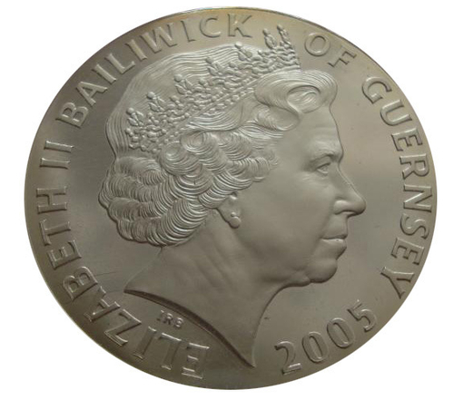 Гернси 5 фунтов 2005 60 лет освобождения 9 мая 1945 Генералы в машине Вторая мировая война СЕРЕБРО
