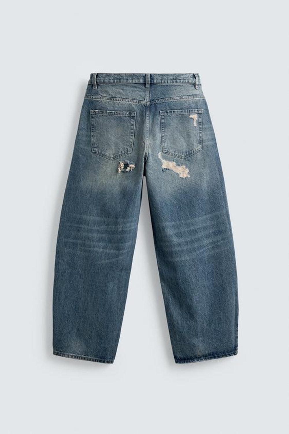 ZARA ДЖИНСЫ BALLOON FIT С РАЗРЕЗАМИ, ВЫЦВЕТШИЙ СИНИЙ