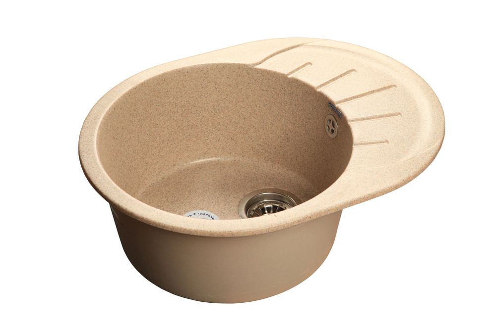 GRANFEST Мойка мрамор RONDO GF-R--580L  чаша с крылом 580*450мм  песочный арт.GF-