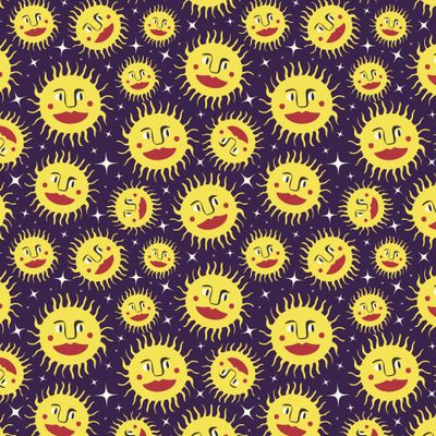 фиолетовый паттерн с солнышком