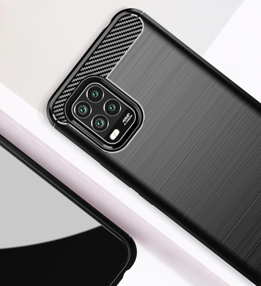 Чехол черного цвета для Xiaomi Mi 10 Lite, серии Carbon от Caseport