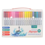 Маркер для скетчинга, двусторонние, Basir, линер, акварельные, белый корпус, 100 цветов