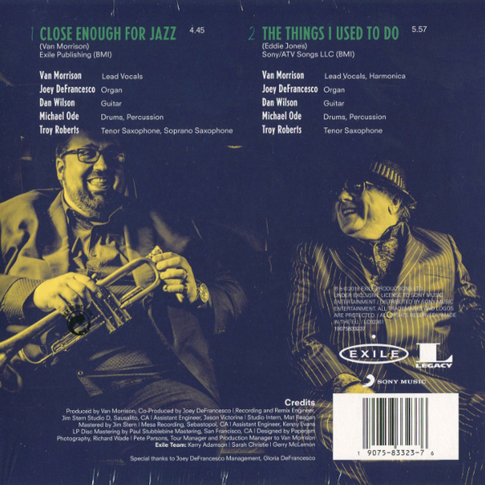 Van Morrison And Joey Defrancesco / Close Enough For Jazz, The Things I Used To Do (7" Vinyl Single)