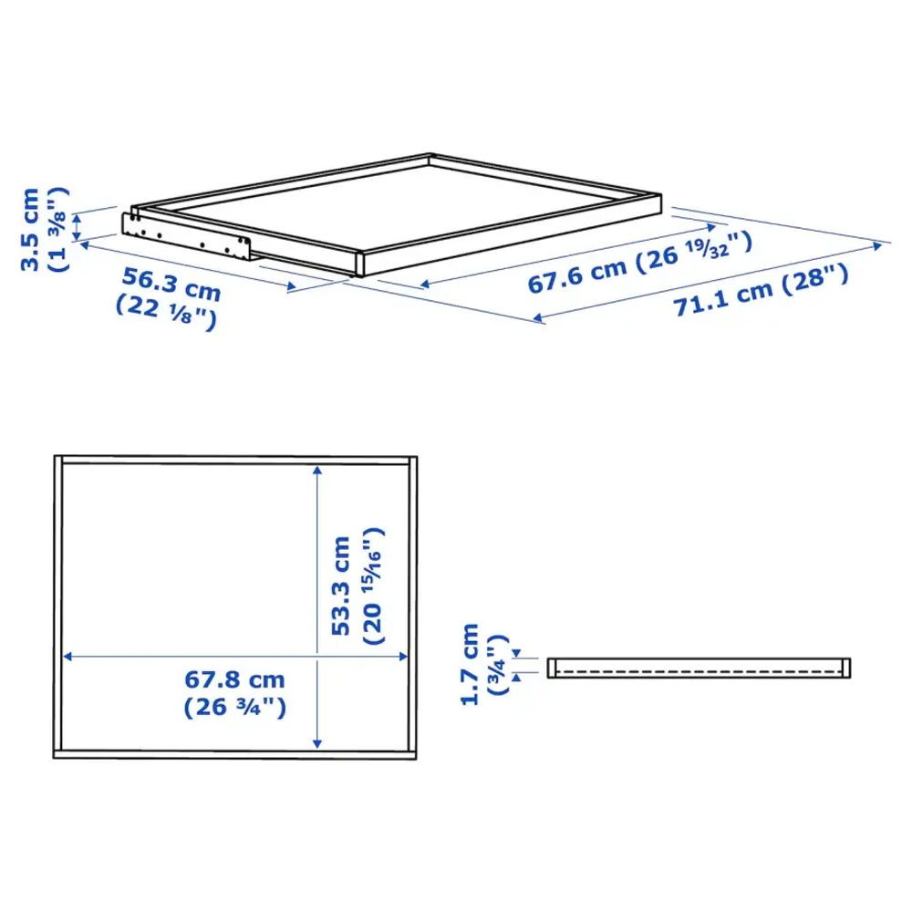 Выдвижная полка - IKEA KOMPLEMENT, 75x58 см, темно-серый КОМПЛИМЕНТ ИКЕА