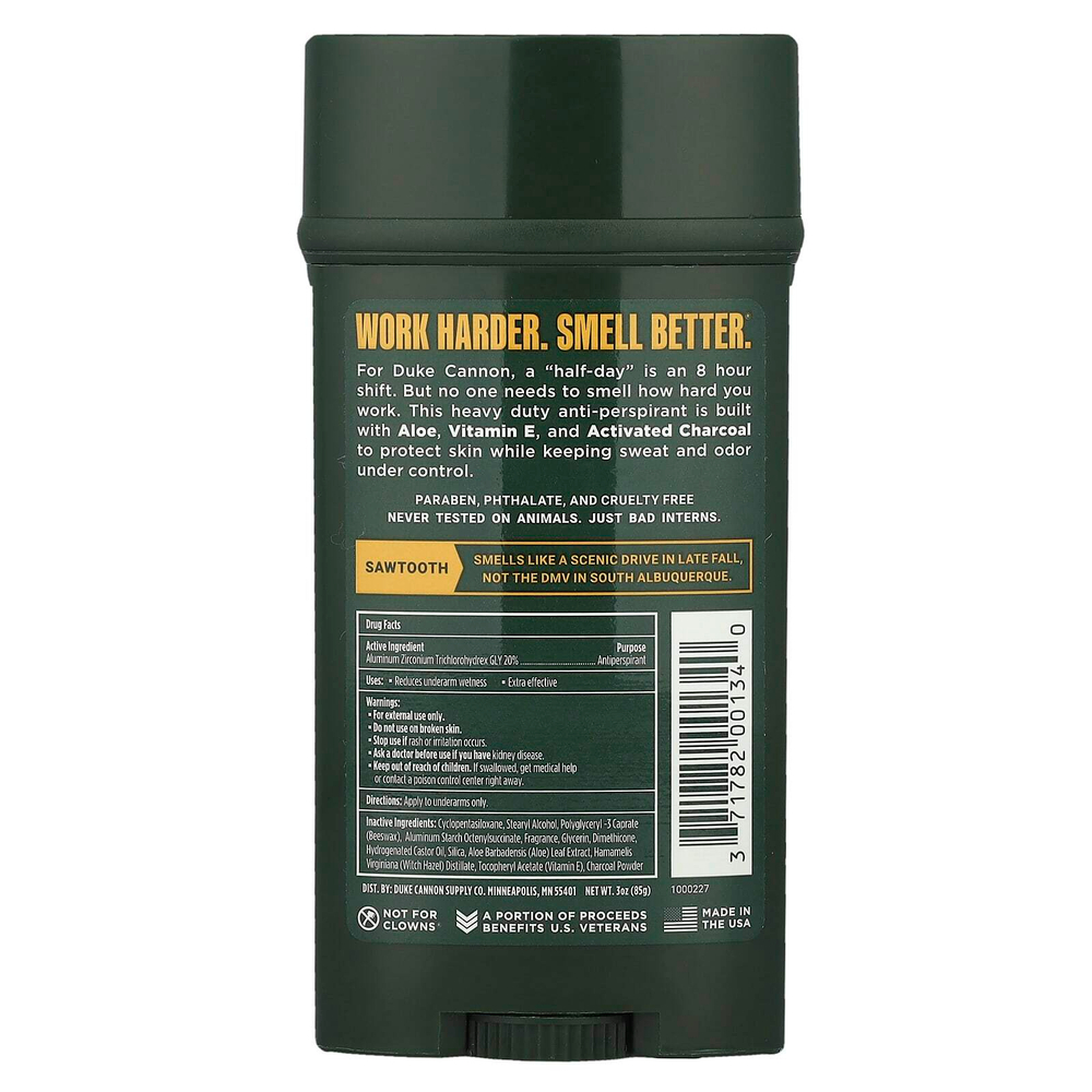 Duke Cannon Supply Co., Дезодорант-антиперспирант, пила, альпийский воздух и кедр, 85 г (3 унции)