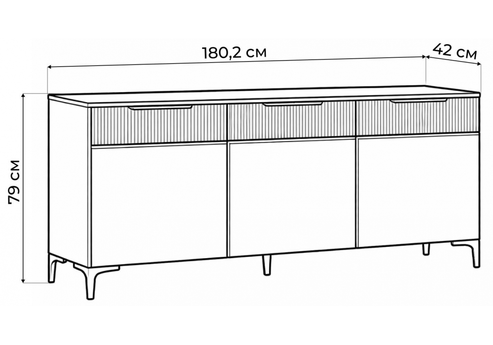 ТВ-тумба Woodville Иадама 3-ств. графит, графит софт