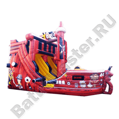 Большой надувной батут-горка "Пиратский корабль"