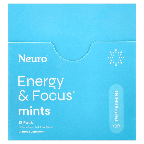 NeuroGum, мятные конфеты для энергии и концентрации, перечная мята, 12 пакетиков по 12 шт.