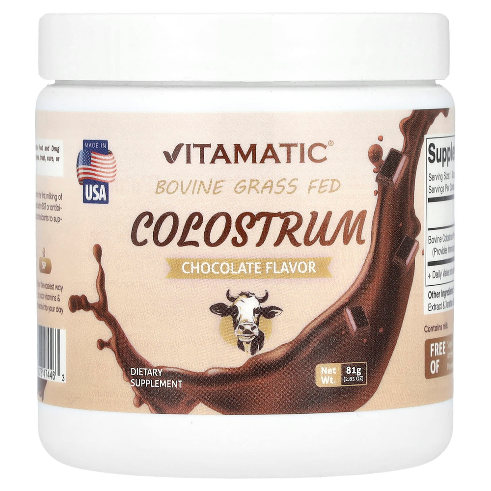 Vitamatic, Молозиво крупного рогатого скота, откормленное травой, шоколад, 81 г (2,85 унции)