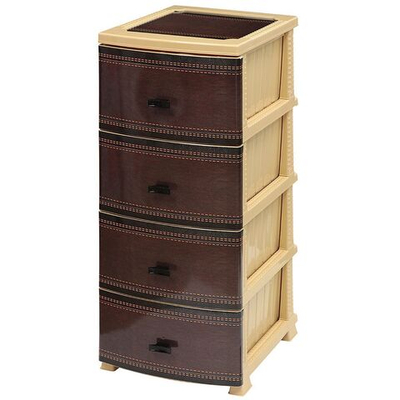 Комод 4 ящика, Кожа, 38х47х98 см, беж, РП-451, Росспласт
