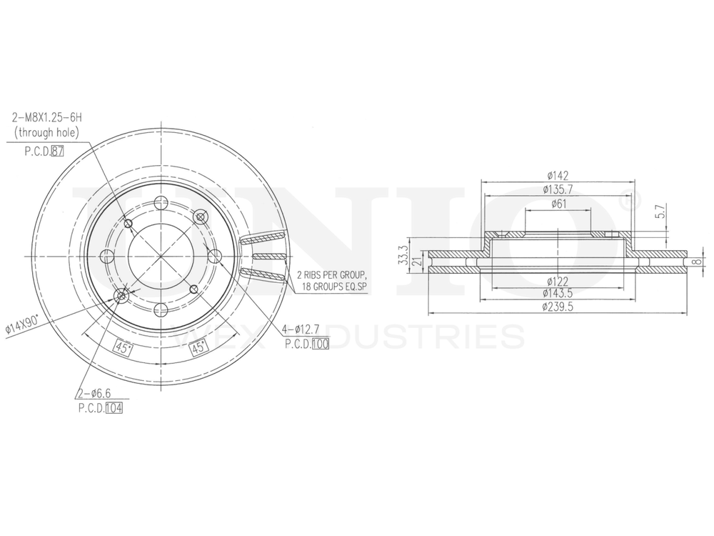 Диск тормозной передний UNIO BRD-20439