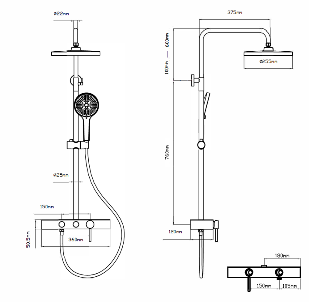 Душевая стойка Vincea VSFS-402MB, черный матовый
