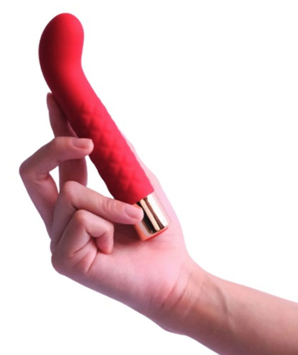 Красный вибратор для G-точки - 14,5 см. (Цвет: красный)