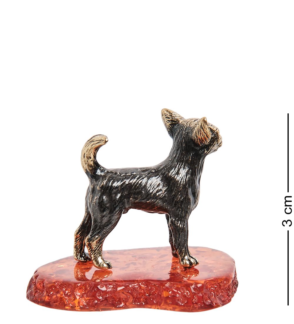Народные промыслы AM-1321 Фигурка «Чихуахуа Джеси» (латунь, янтарь)