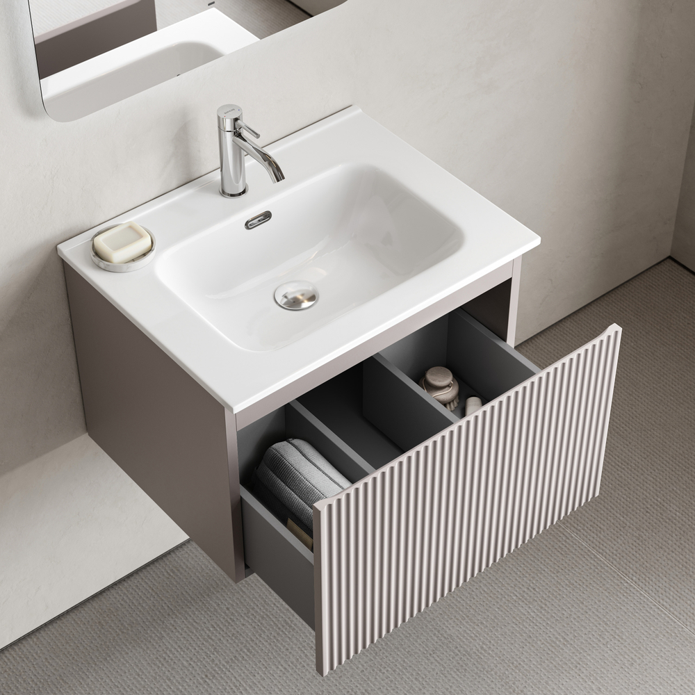 Тумба подвесная SANCOS Snob R 1.0 590х445х406, c одним ящиком оснащенным доводчиками, Doha Soft , арт. SNR1.060SM