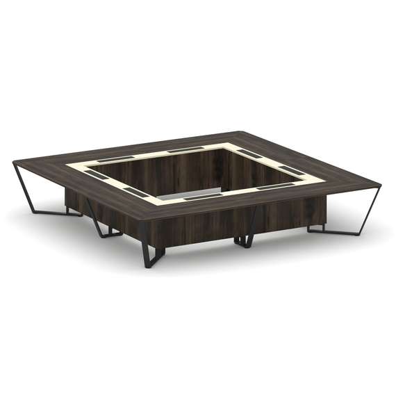 Steel Meet Стол переговорный квадратный KM-PR.B.SP-20K2 Дуб Мали/Ваниль Глянец/Металл Черный 4000*40