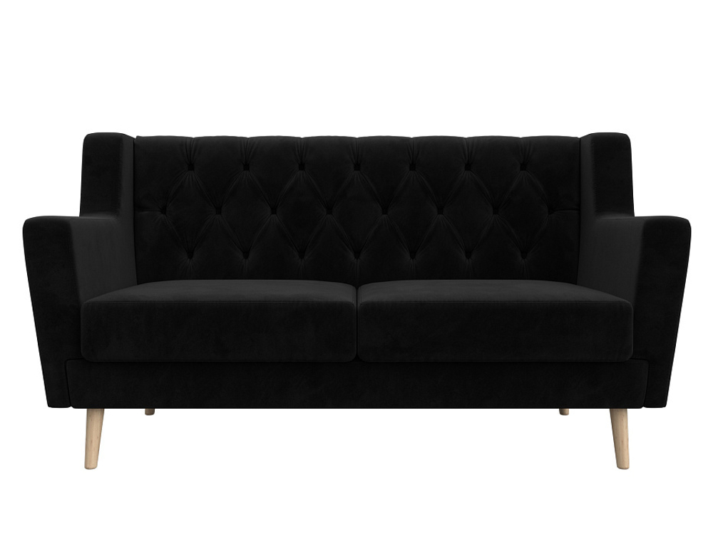 Диван кухонный прямой Брайтон 2 Люкс, Черный, Велюр, 108946