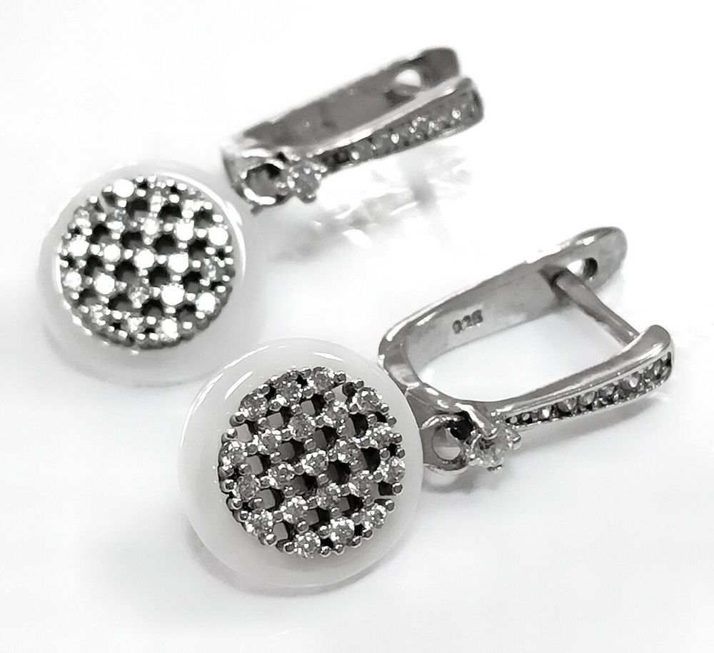 Ювелирные серьги из серебра с керамикой