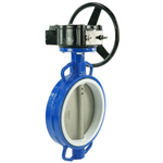 Water Butterfly Valve Elephant WCB-316L-PTFE-RDN, body material - carbon steel WCB, disk material - stainless steel AISI 316L, seal - PTFE, gear operated