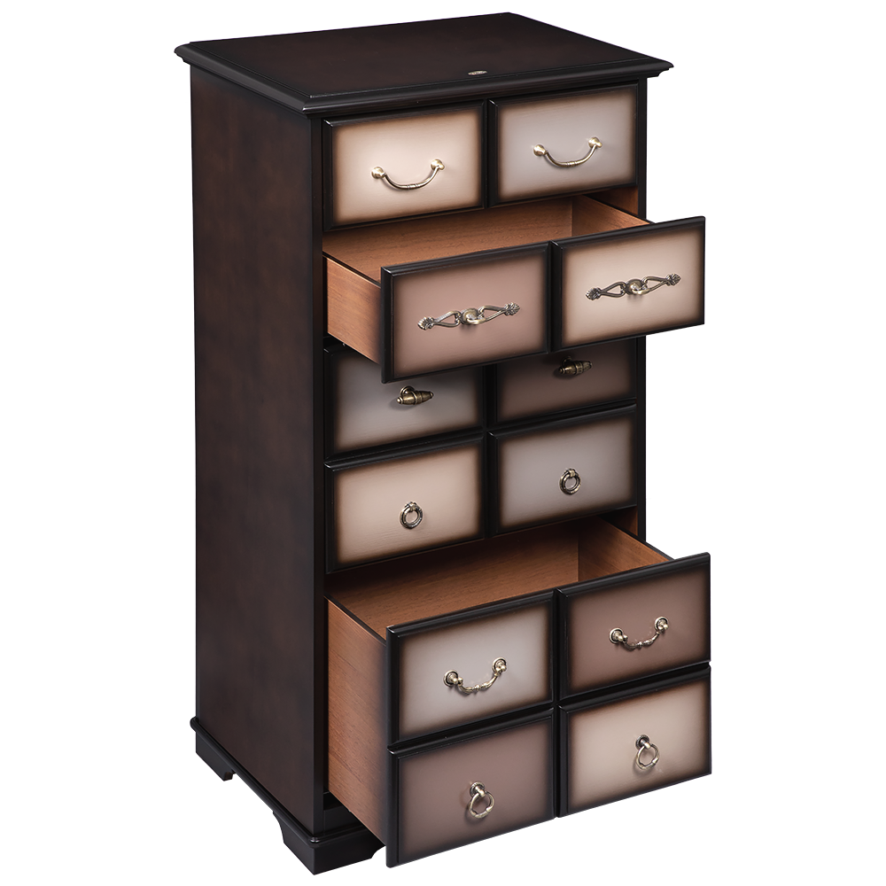 Комод "Пандора"- 5 с 4 ящиками Орех Оберджин, цвет фасада Шоколад
