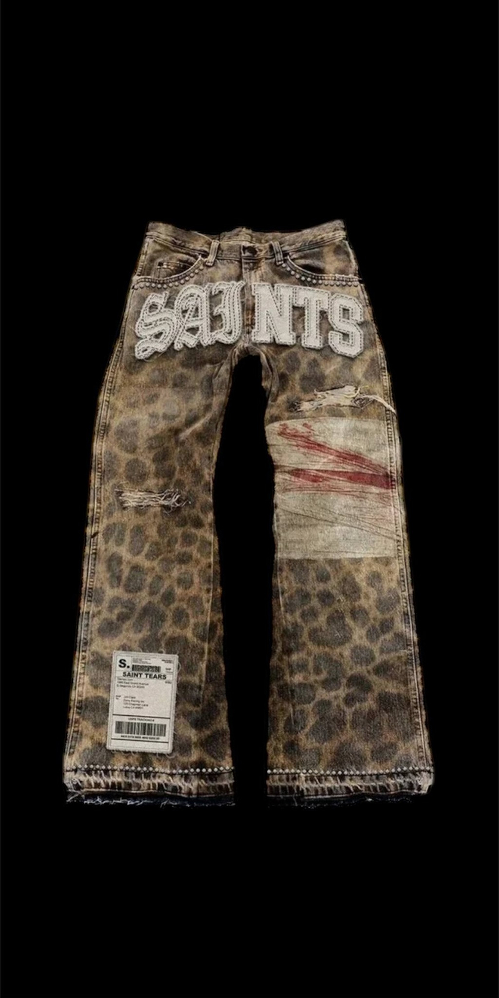 LEOPARD PUNK PATCHWORK JEANS