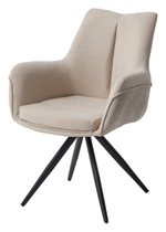Стул М-City DISAUR Марк поворотный на 360 градусов, B-03, Lotos-03 Бежевый, Велюр, Черный каркас