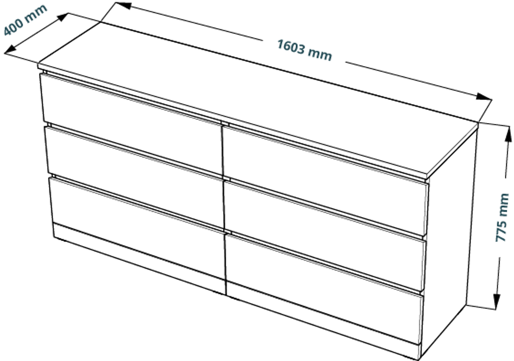 Тумба VÅRMA 6 ящиков 160х78х40 (белый)